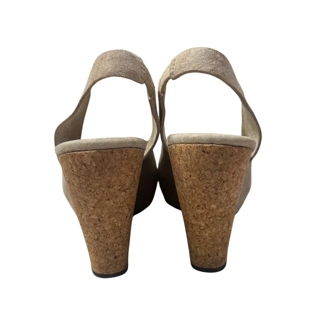 UGG Hazel Slingback Wedge Sandals Womens 8 Tan Suede Cork Platform